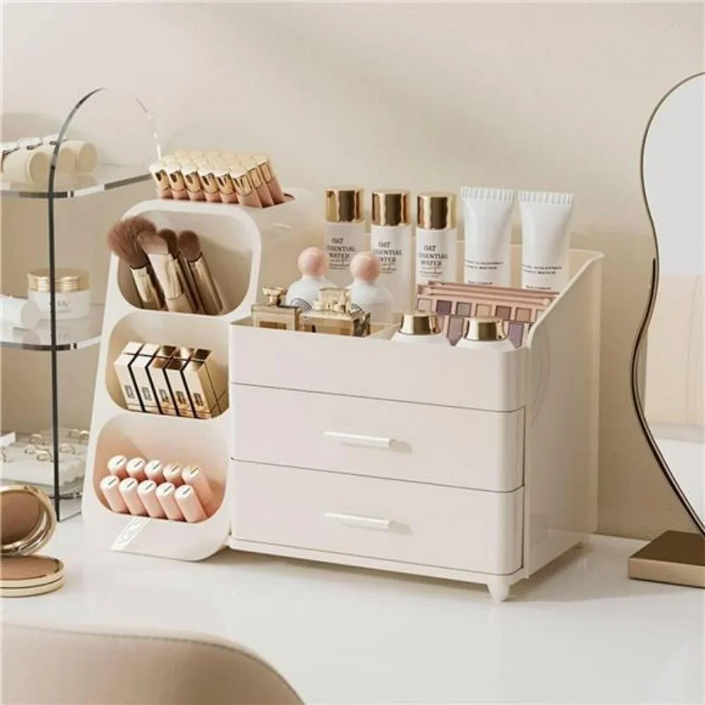 Large makeup organizer with drawers acrylic vanity storage for skincare brushes